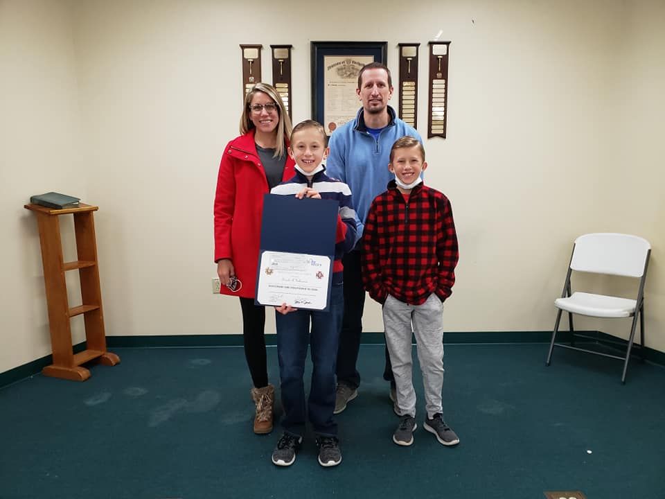 our Winners for Voice of Democracy (Ava Grace Hagee) and Patriots Pen (Lincoln A Kellerman. Both took 1st place at our Post and both took 2nd place at the District level. Awards were presented by Post Quartermaster, David Collier and Post Commander Cecil McWilliams (taking pictures).